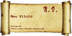 Neu Vitold névjegykártya